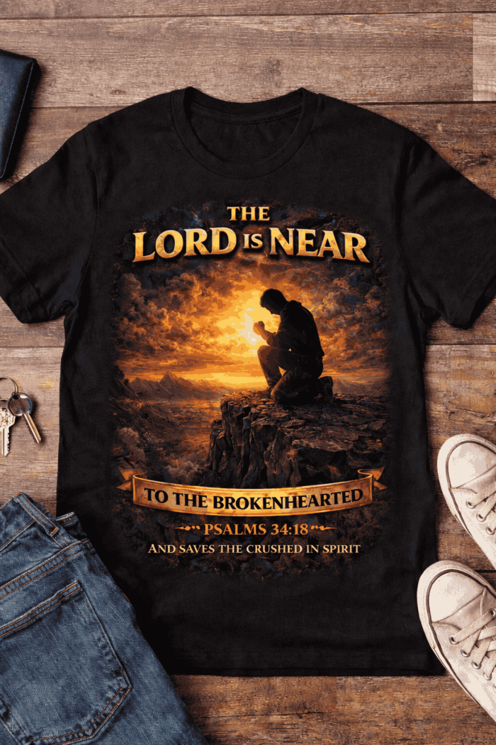 The Lord Is Near – Psalm 34:18 Tee - Image 7