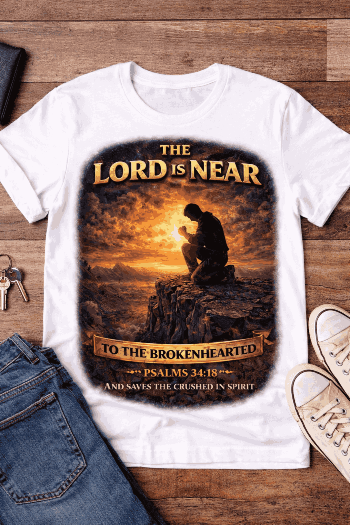 The Lord Is Near – Psalm 34:18 Tee - Image 8